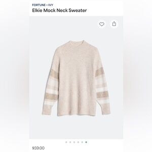Elegant Beige Striped Turtleneck Sweater